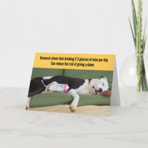 Carte Chien détendu drôle avec anniversaire vin