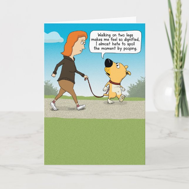 Carte Chien dignifié drôle sur deux jambes Anniversaire (Devant)