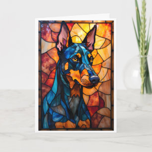 Carte Chien Doberman de style vitrail