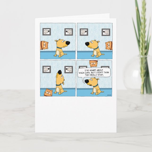 Carte Chien drôle à la recherche de Ninja Chat Anniversa (Devant)