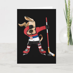 Carte Chien Drôle Dabbing Serbie Fans de hockey sur glac