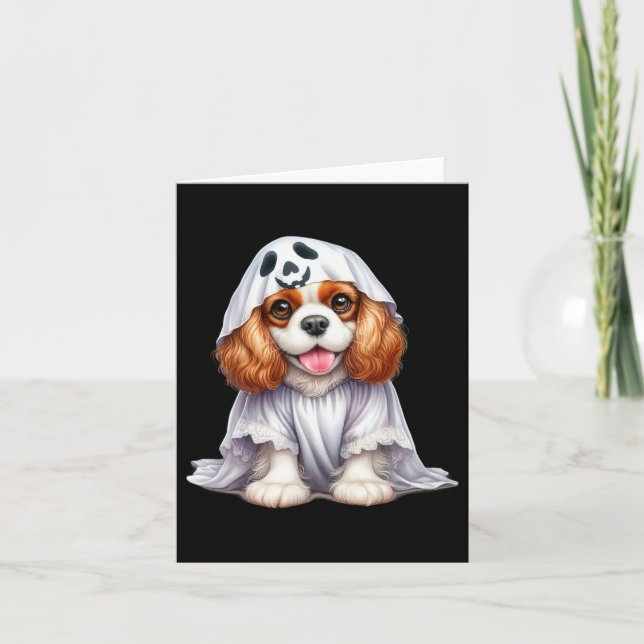 Carte Chien drôle fantôme Cavalier King Charles Spaniel  (Devant)