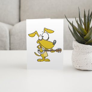 Carte Chien drôle jouant de la musique au banjo