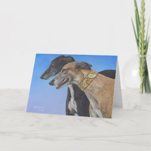 Carte Chien dynamique de whippet de lévrier de duo
