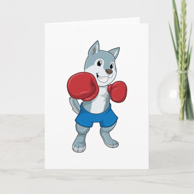 Carte Chien en Boxeur avec gants de boxe (Devant)