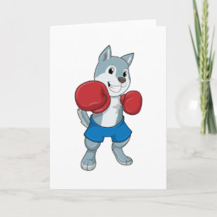 Carte Chien en Boxeur avec gants de boxe