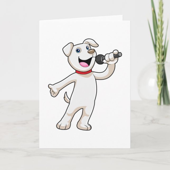 Carte Chien en chantant avec microphone (Devant)