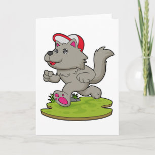 Carte Chien en coureur avec casquette