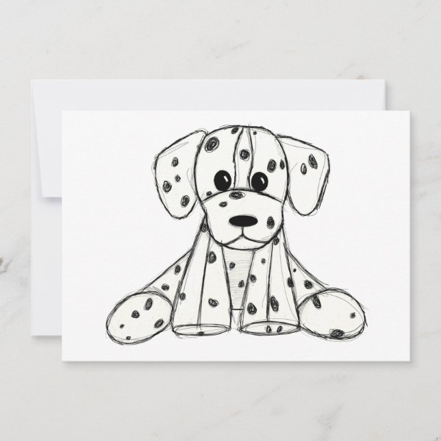Carte Chien en dalmate dessin simple noir (Devant)