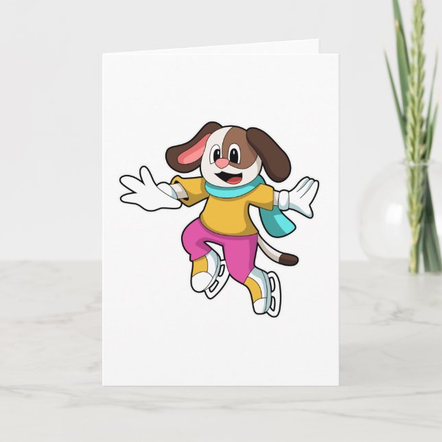 Carte Chien en patin à glace avec des patins à glace (Devant)