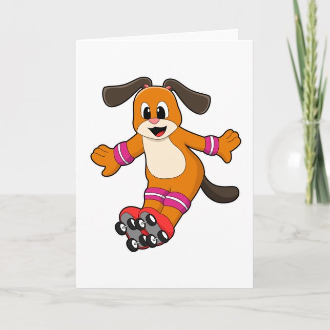 Carte Chien en patineur avec des patins en ligne (Devant)