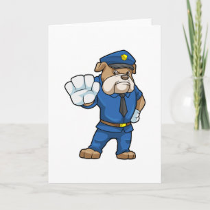 Carte Chien en policier avec uniforme de police