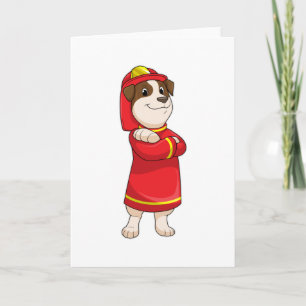 Carte Chien en pompier avec casque