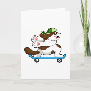 Carte Chien en Skate avec Skateboard