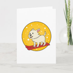 Carte Chien en skieur avec skis