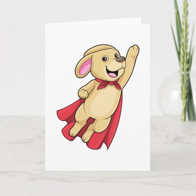 Carte Chien en Super-héros avec Cape (Devant)