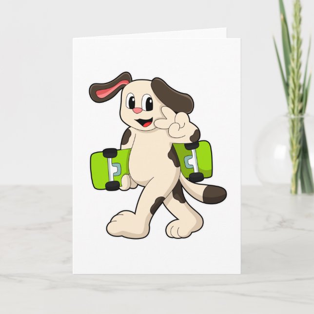 Carte Chien en tant que patineur avec planche à roulette (Devant)