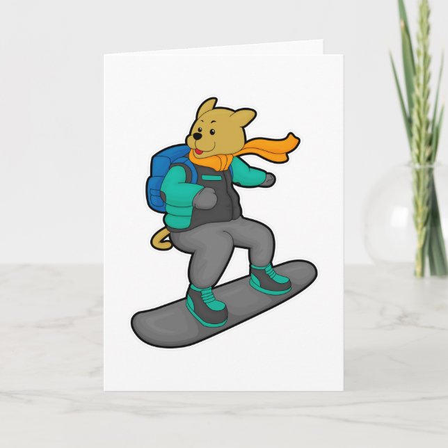 Carte Chien en tant que snowboardeur avec planche à neig (Devant)