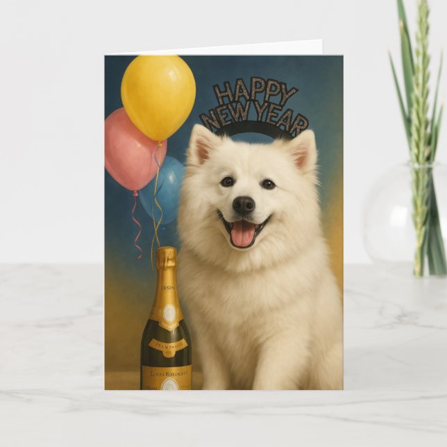 Carte Chien Esquimau Américain Bonne Année (Devant)