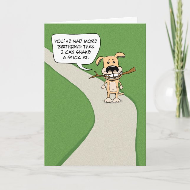 Carte Chien et bâton amusant Anniversaire (Devant)
