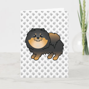 Carte Chien et pattes de caricature noir et tan Pomérani
