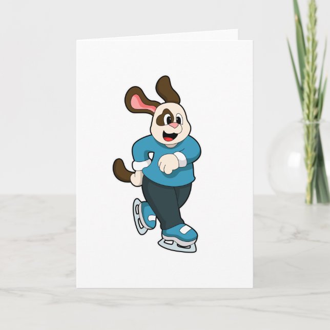 Carte Chien faisant du patin à glace avec des patins à g (Devant)
