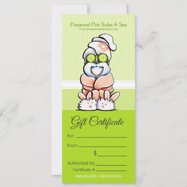 Carte Chien Groomer Spa Shih Tzu Cucumber Certificat cad (Devant)