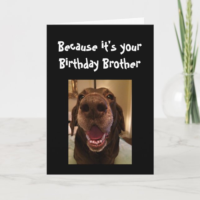 Carte Chien Gros Nez Drôle Anniversaire Frère Amour Chie (Devant)