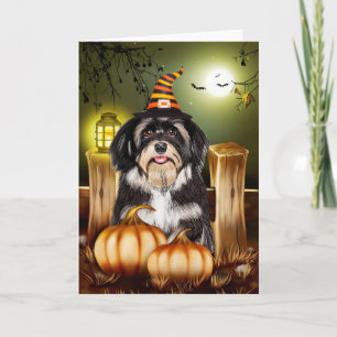 Carte Chien Havanais avec sorcière Casquette Idée cadeau