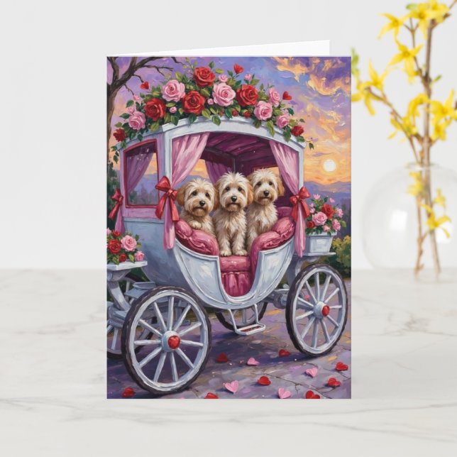 Carte Chien Havanais Saint-Valentin  (Fleur jaune)