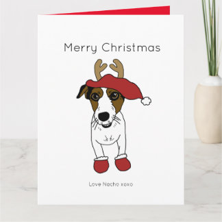 Carte Chien Jack Russell Terrier Mignon Noël Santa