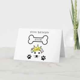 Carte CHIEN JAUNE ANNIVERSAIRE, Nom personnalisé