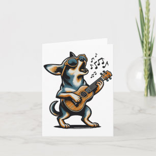 Carte Chien Jouant de la Guitare Chantant Chihuahua Drôl
