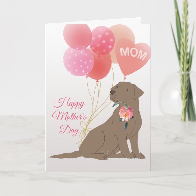 Carte Chien Labrador Retriever chocolat amour pour la fê (Devant)