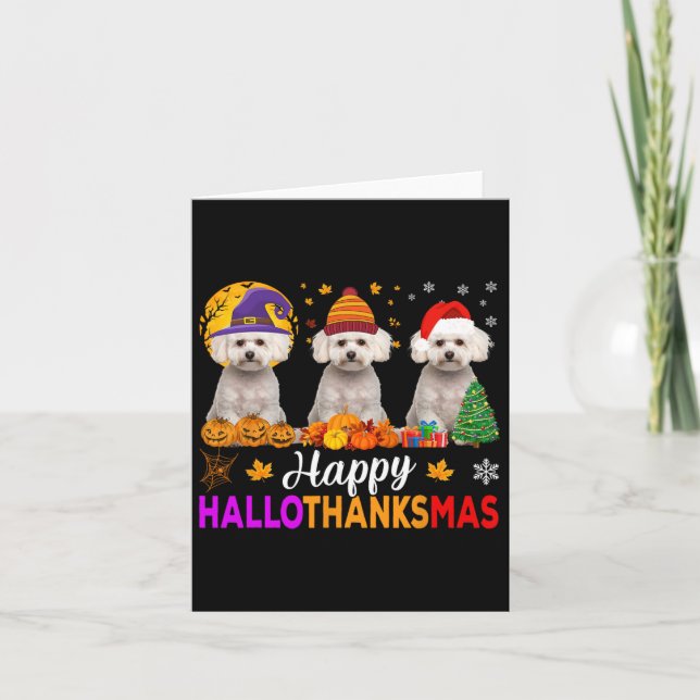 Carte Chien maltais Halloween Noël Hallothanas 1 (Devant)