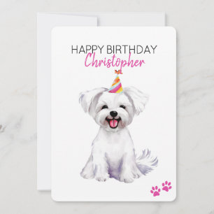 Carte Chien maltais Personnalisé Joyeux Anniversaire