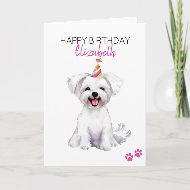 Carte Chien maltais Personnalisé Joyeux Anniversaire (Devant)
