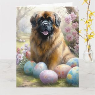 Carte Chien Mastiff Tibétain avec Vacances d'oeufs de Pâ