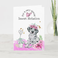 Chien mignon à coeur floral d'anniversaire filles 