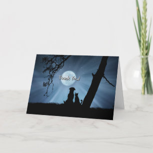 Carte Chien mignon et Merci de chat pour animaux de comp