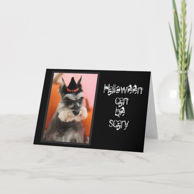 Carte Chien mignon heureux de Schnauzer de Halloween (Devant)
