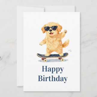Carte Chien mignon portant des lunettes de soleil en ska