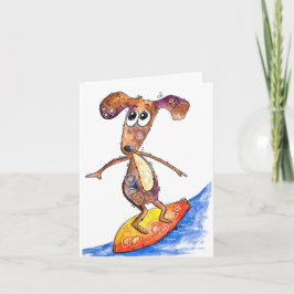 Carte Chien mignon Whimsical sur Surboard