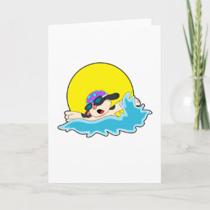 Carte Chien nageant avec lunettes de natation