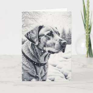 Carte Chien noir et blanc AI Croquis hiver scène
