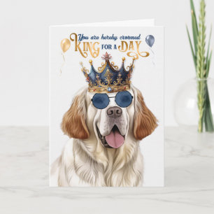 Carte Chien noir Spaniel Roi pour jour drôle Anniversair
