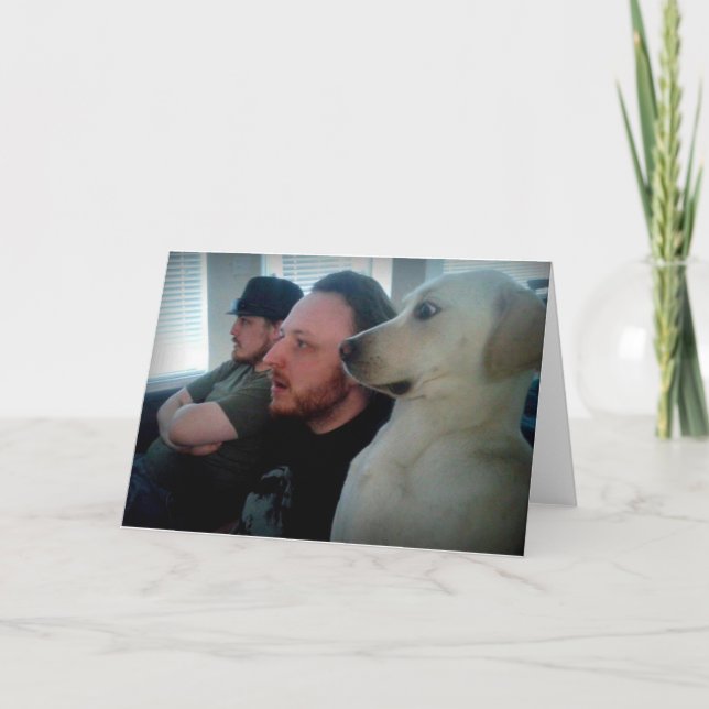 Carte Chien observant avec des amis (Devant)