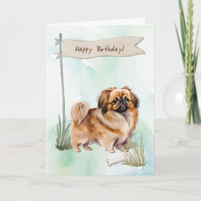 Carte Chien Pekingese Se Reproduire À L'Extérieur Sous L (Devant)
