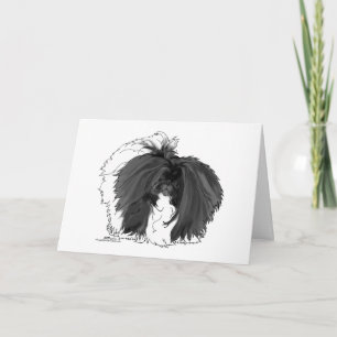 Carte Chien Pékinois Noir et Blanc