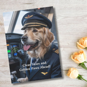 Carte Chien Pilote Golden Retriever Anniversaire Drôle 